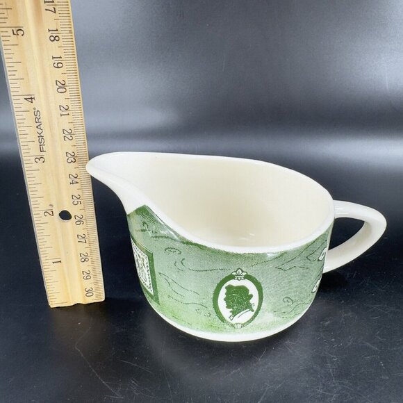Royal Colonial Homestead Creamer Silhouette and Sample Green and White Ceramic - Picture 7 of 15